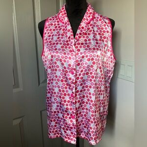 Passports large sleeveless white and pink heart and dot design